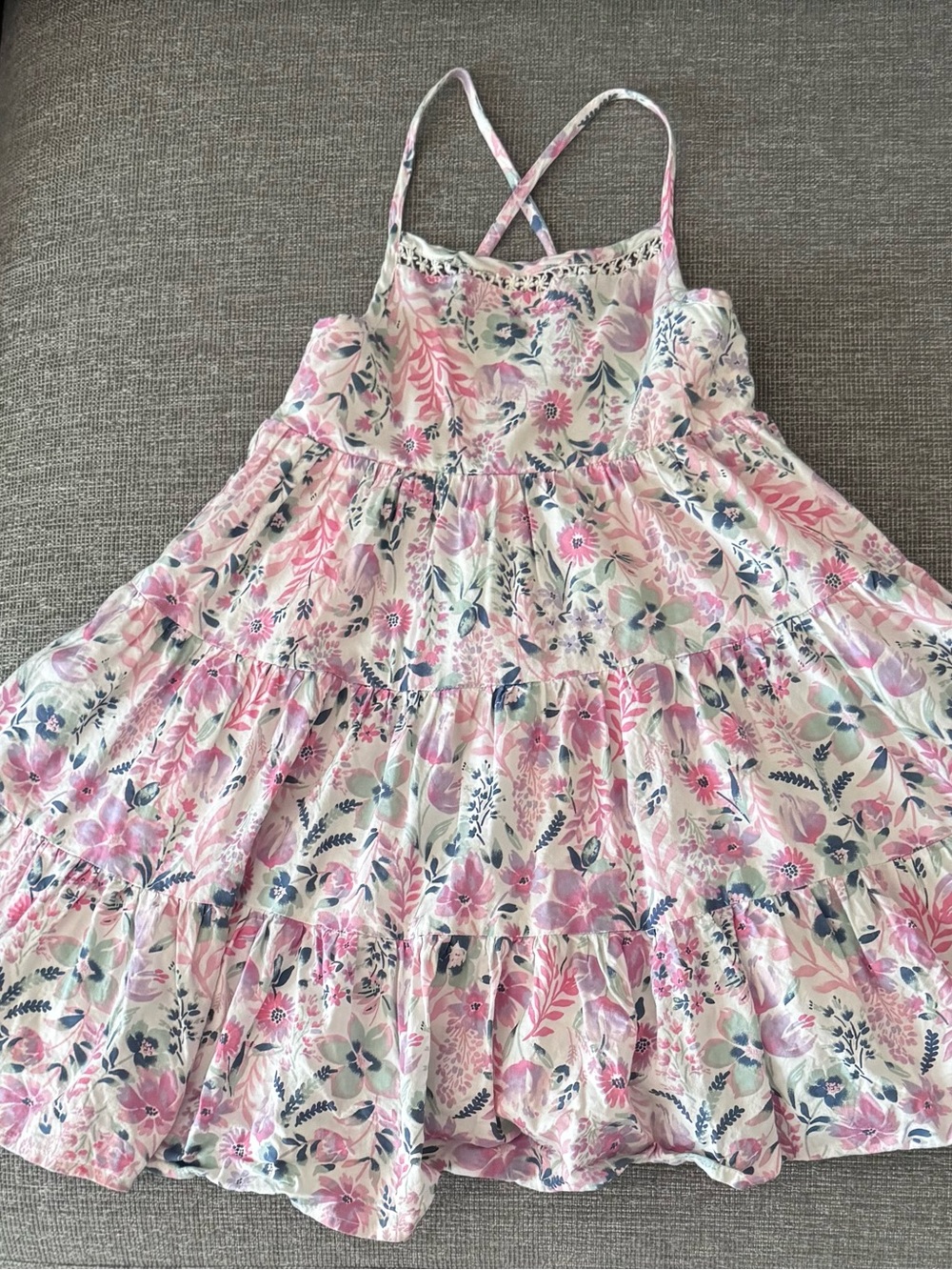 Girls Floral Pink Tiered Sundress